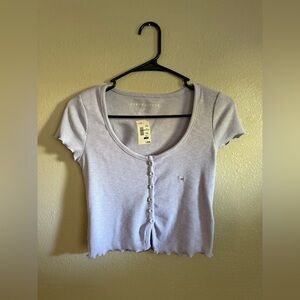 Aeropostale NWT Light Purple Button Down Ruffle Crop Top Women’s XS